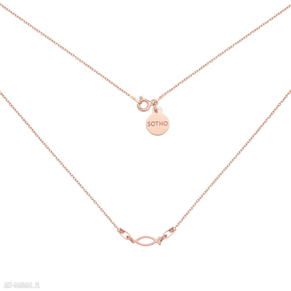 Naszyjnik rybą różowego złota zawieszka różowe modowy