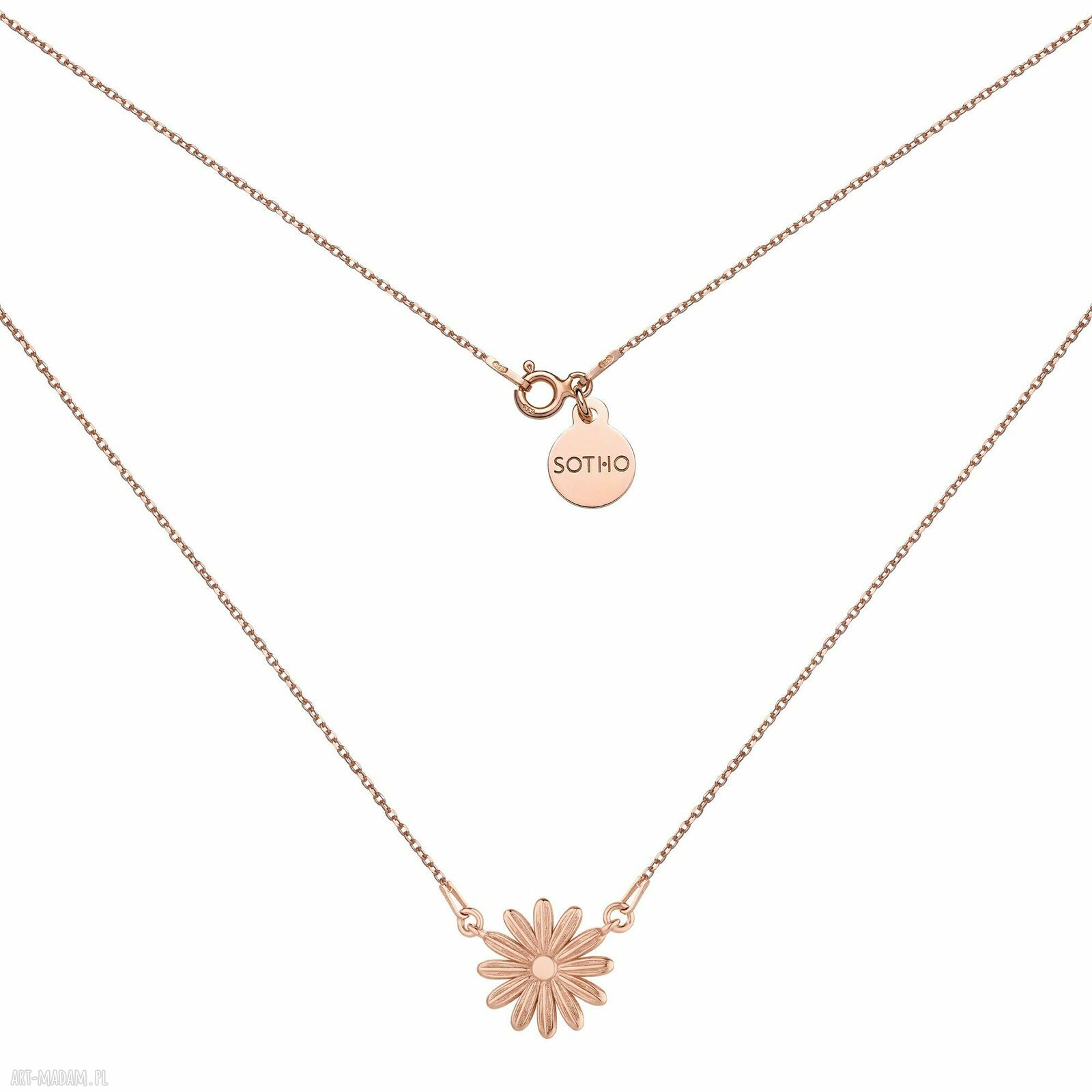 Naszyjnik stokrotką różowego złota pozłacany kwiat