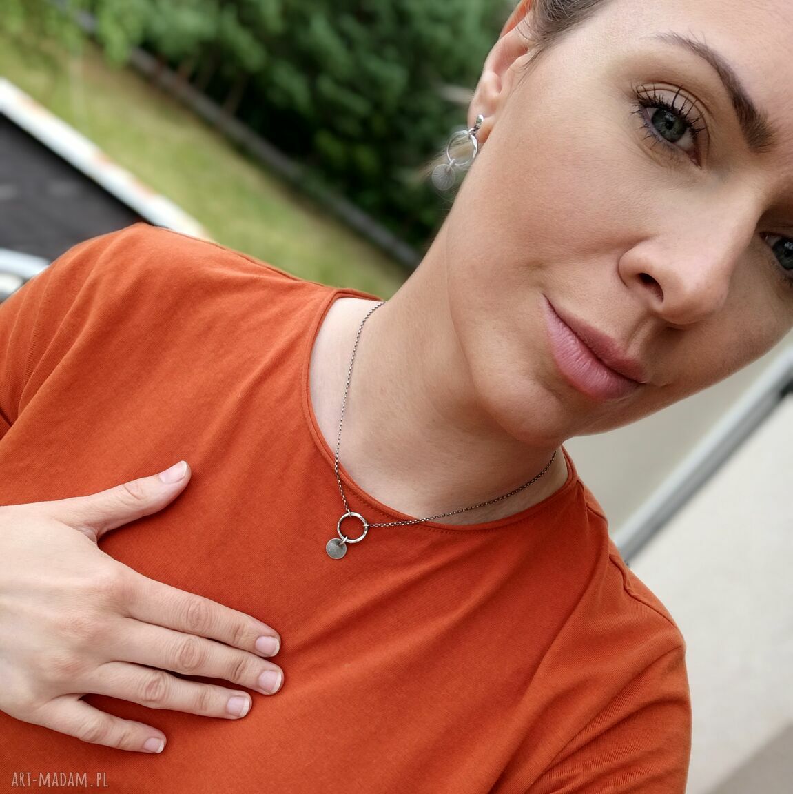 naszyjniki: Naszyjnik z zawieszką srebro 925 nowoczesny, codzienny. Ręcznie wykonane