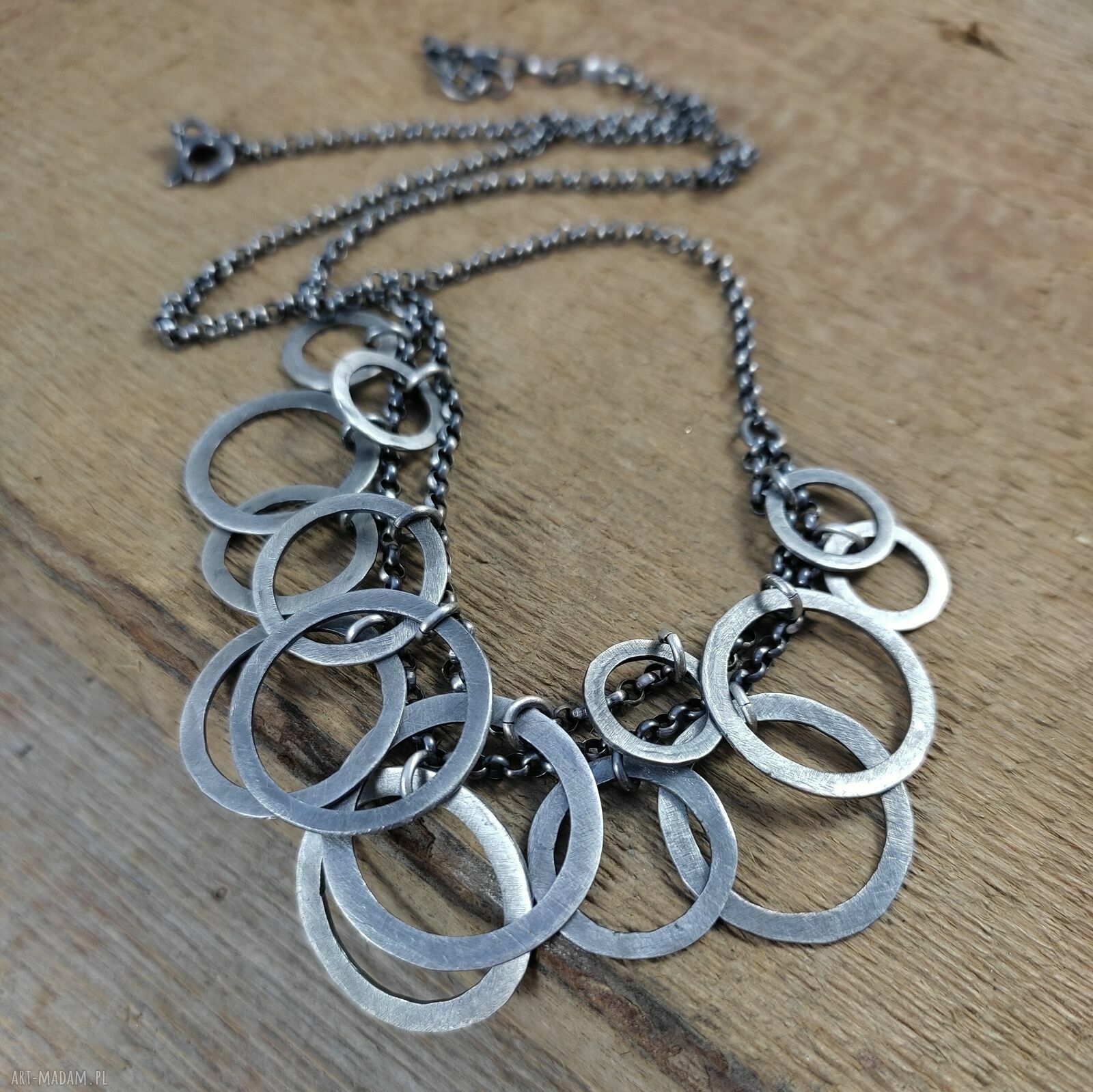 Naszyjnik z zawieszkami V ze srebra 925 oksydowanego (handmade)