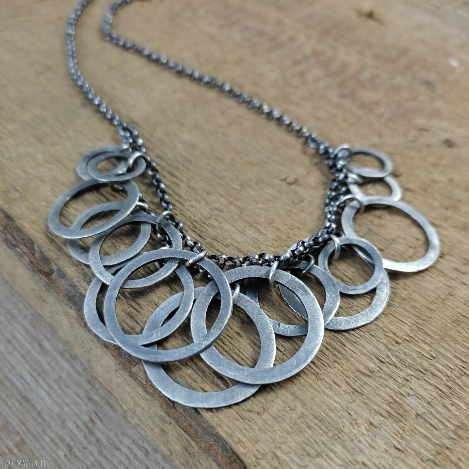 Naszyjnik z zawieszkami V ze srebra 925 oksydowanego (handmade)