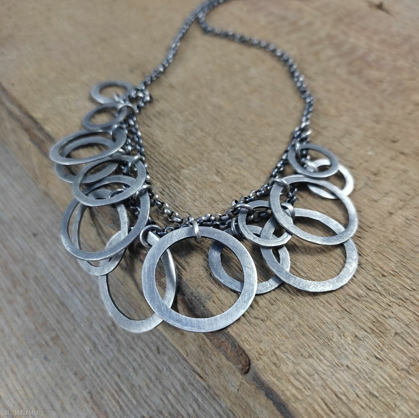 Naszyjnik z zawieszkami V ze srebra 925 oksydowanego handmade