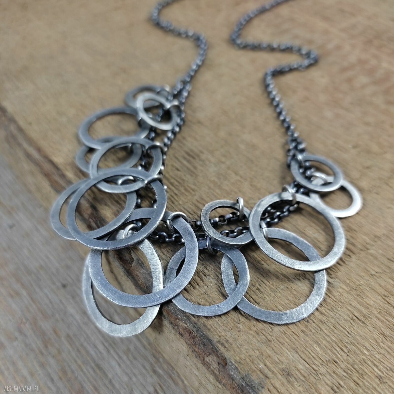Naszyjnik z zawieszkami V ze srebra 925 oksydowanego (handmade)