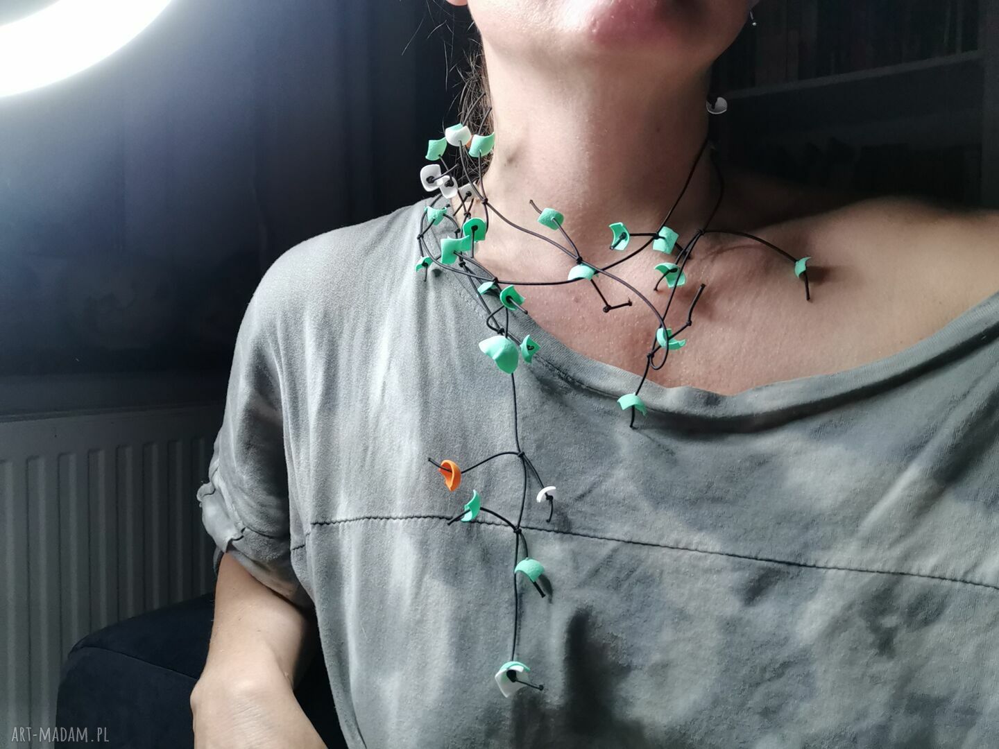 Naszyjnik zawijany wokół głowy Ruda Klara - delikatny boho handmade