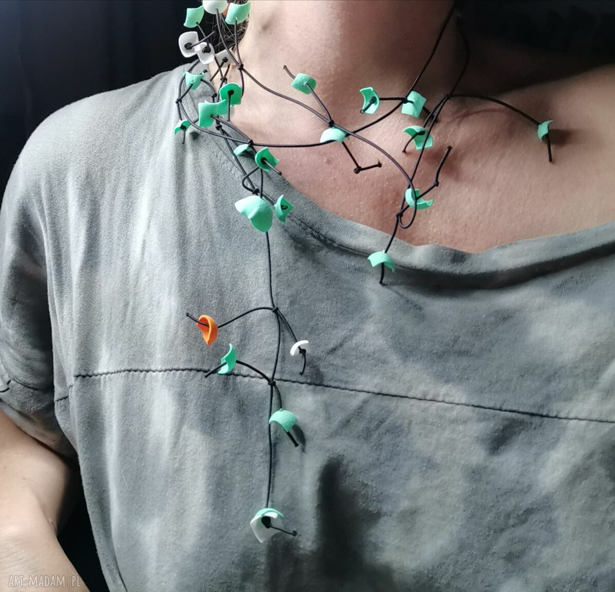Naszyjnik zawijany wokół głowy Ruda Klara - delikatny boho handmade