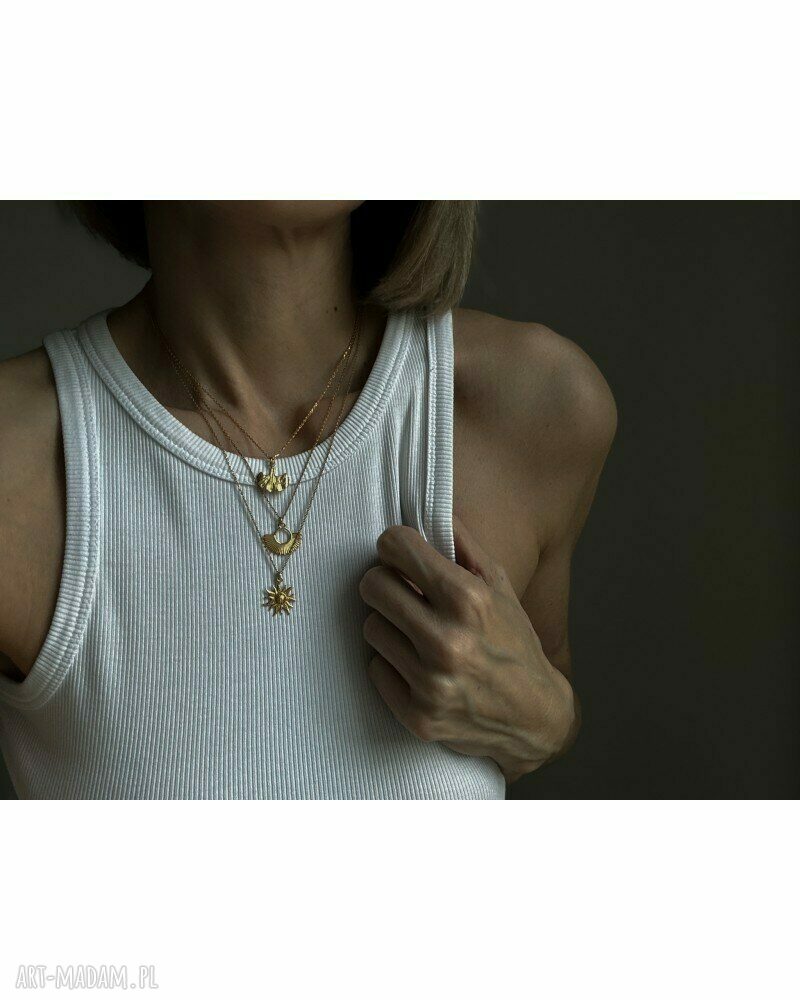 naszyjniki: Naszyjnik ze słoneczkiem z różowego złota HandMade