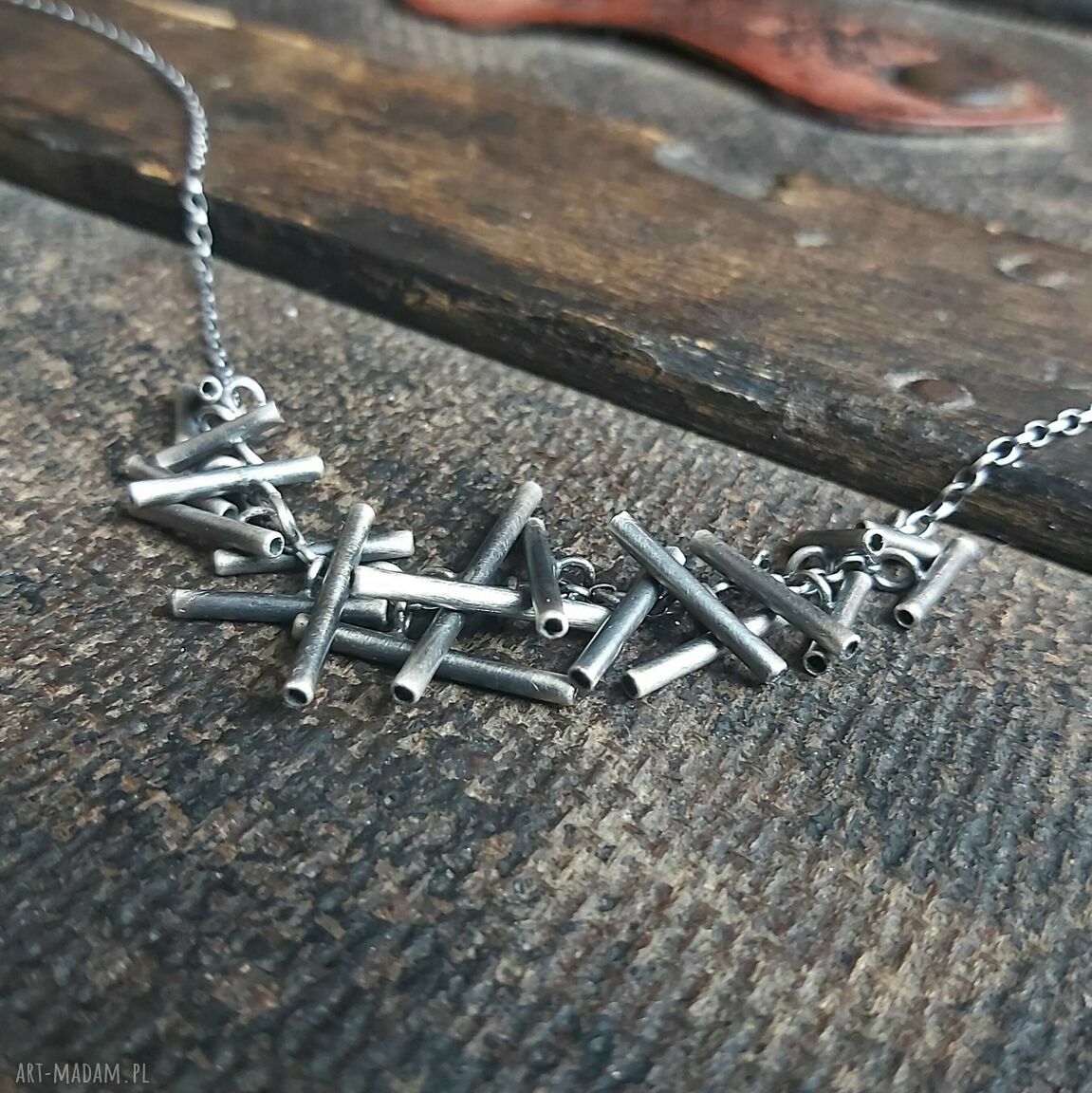 Naszyjnik ze srebra gałązki hand made