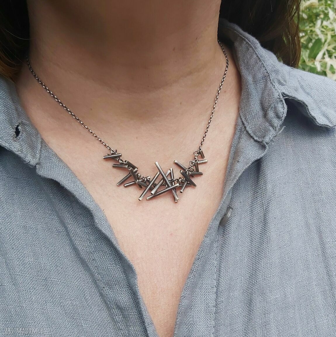 Naszyjnik ze srebra gałązki hand made