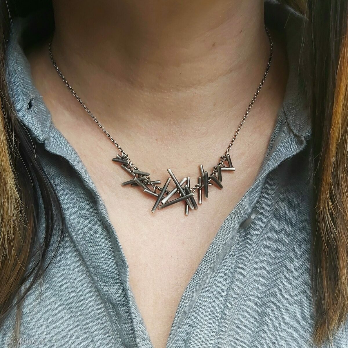 Naszyjnik ze srebra gałązki hand made