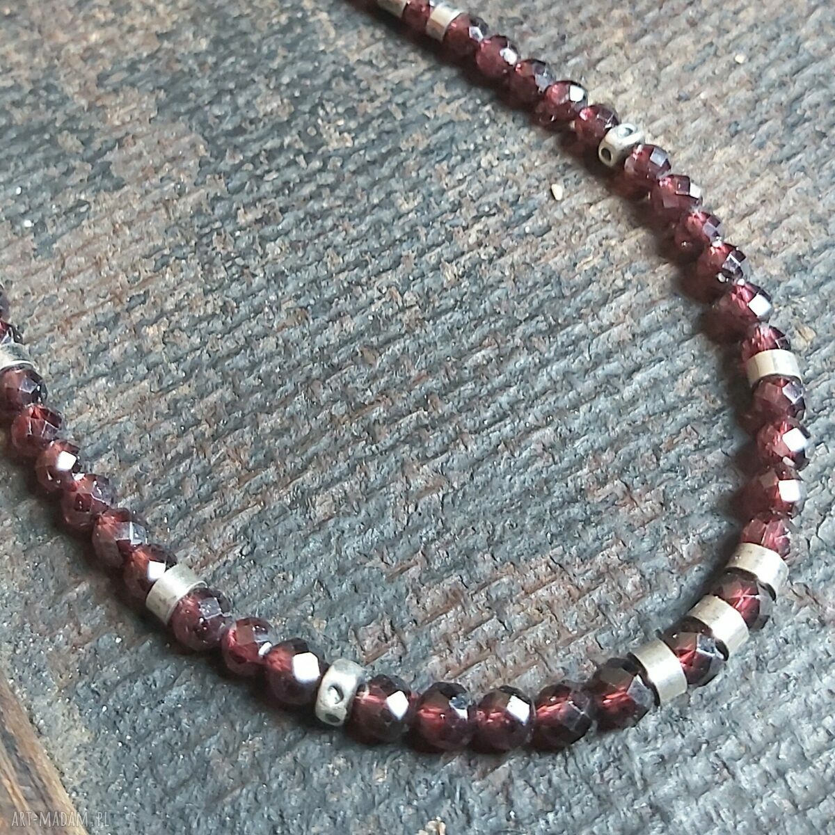 Naszyjnik ze srebra i granatu Hand Made