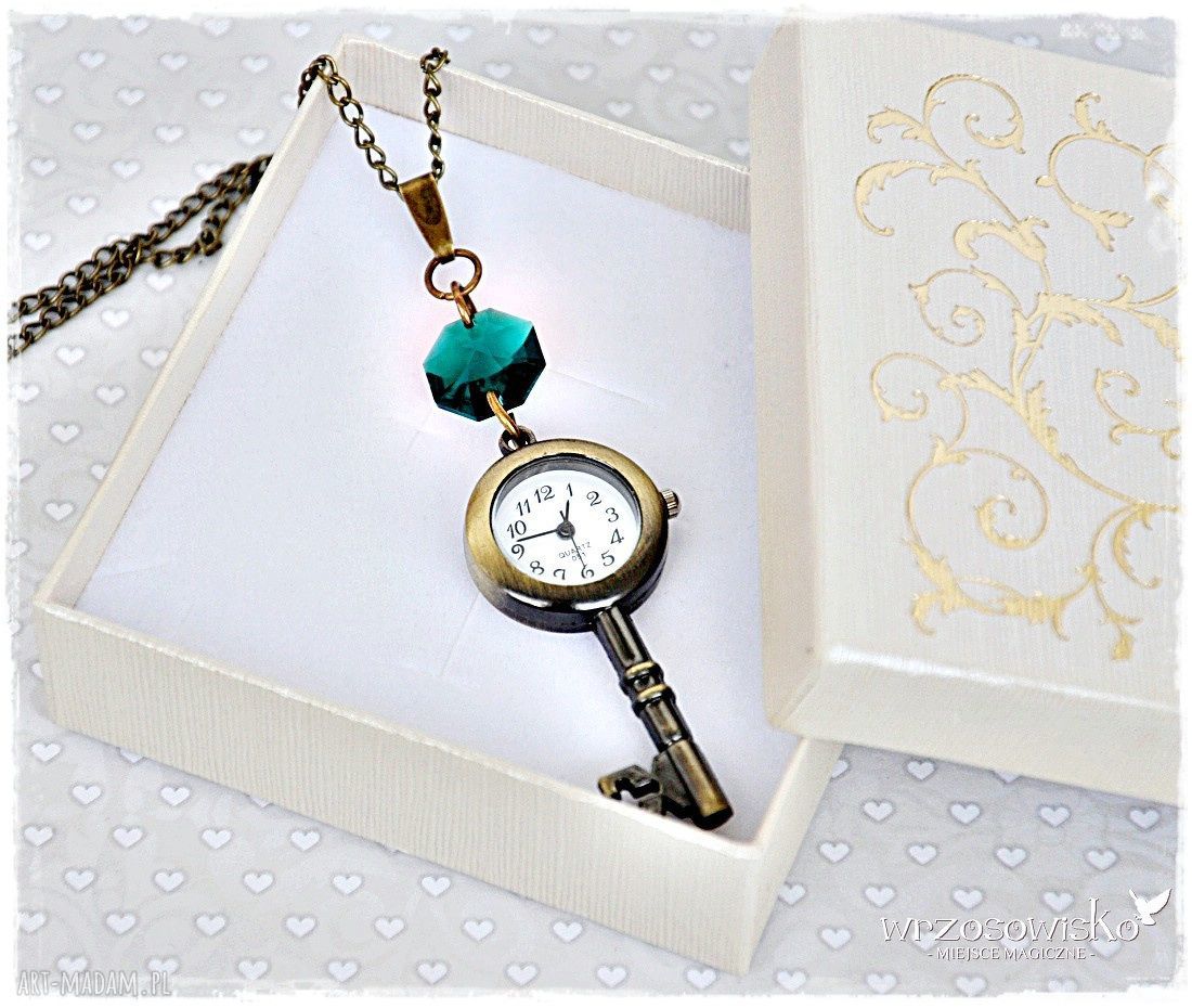 Zegarek klucz swarovskim naszyjnik wisior swarovski vintage