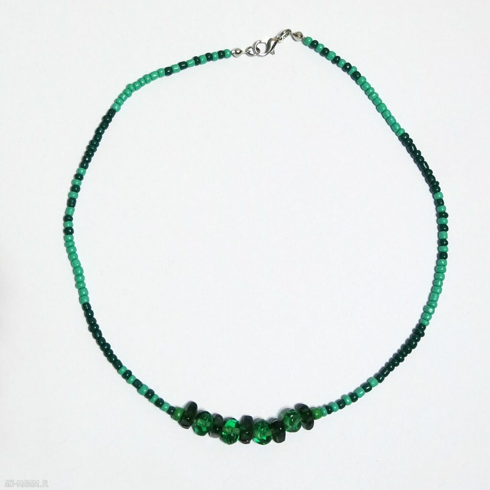 Zielony naszyjnik z koralików szklanych - handmade