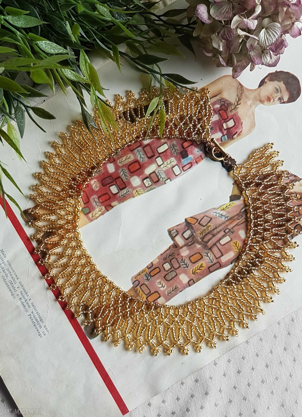 Naszyjnik Złota Kleo nasz23.7 - krótki choker z koralików