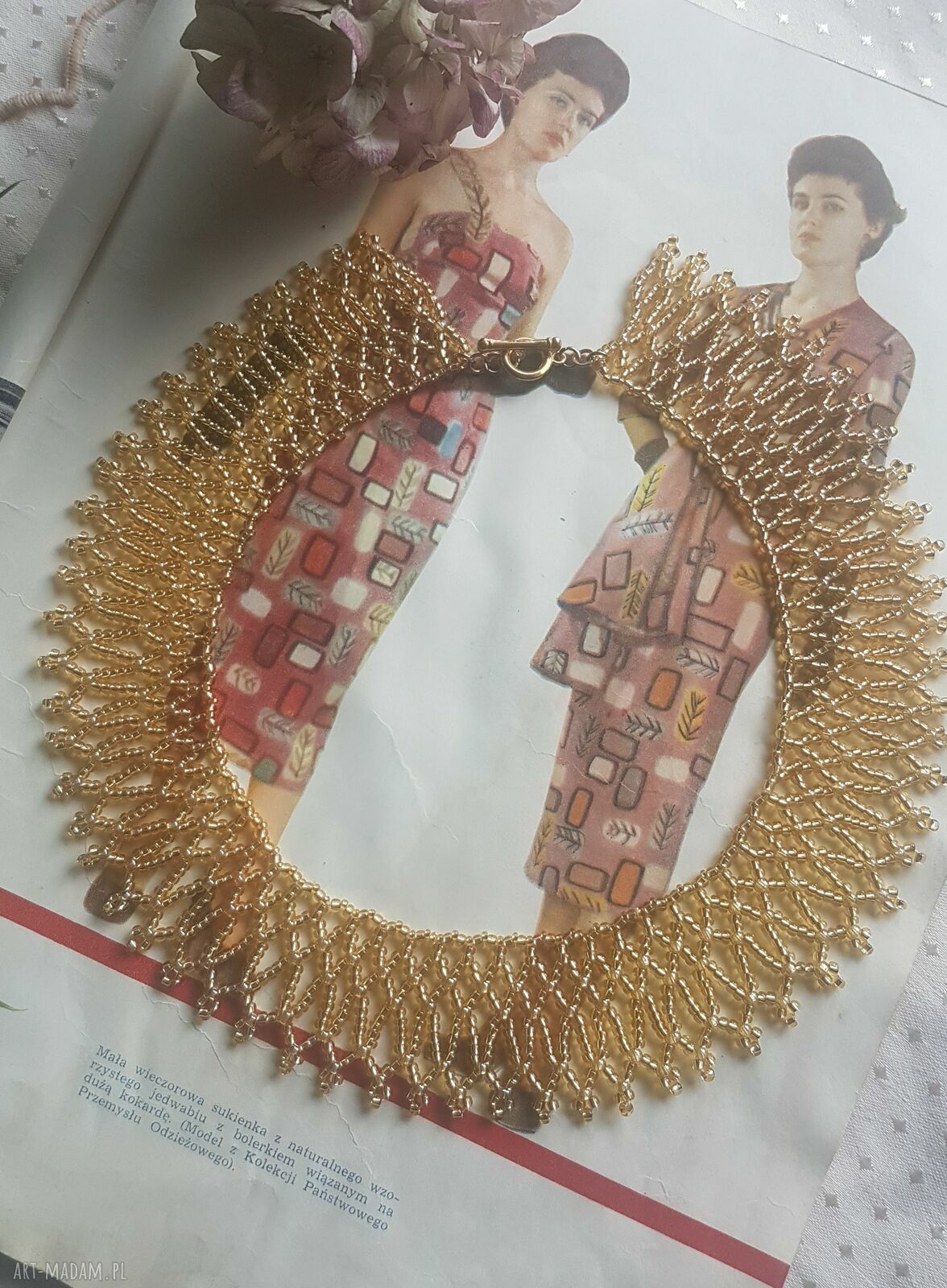 Naszyjnik Złota Kleo nasz23.7 - krótki choker z koralików