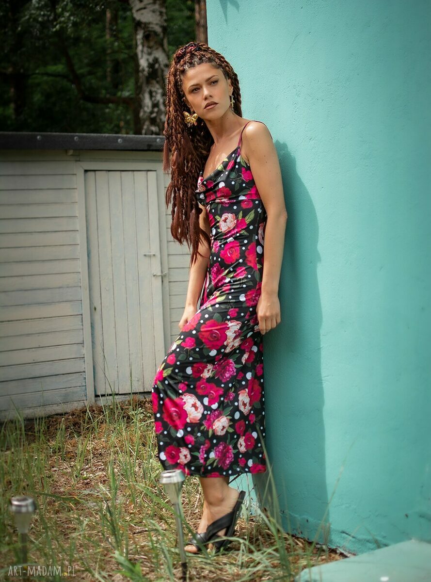Natalia - sukienka w kwiaty i grochy