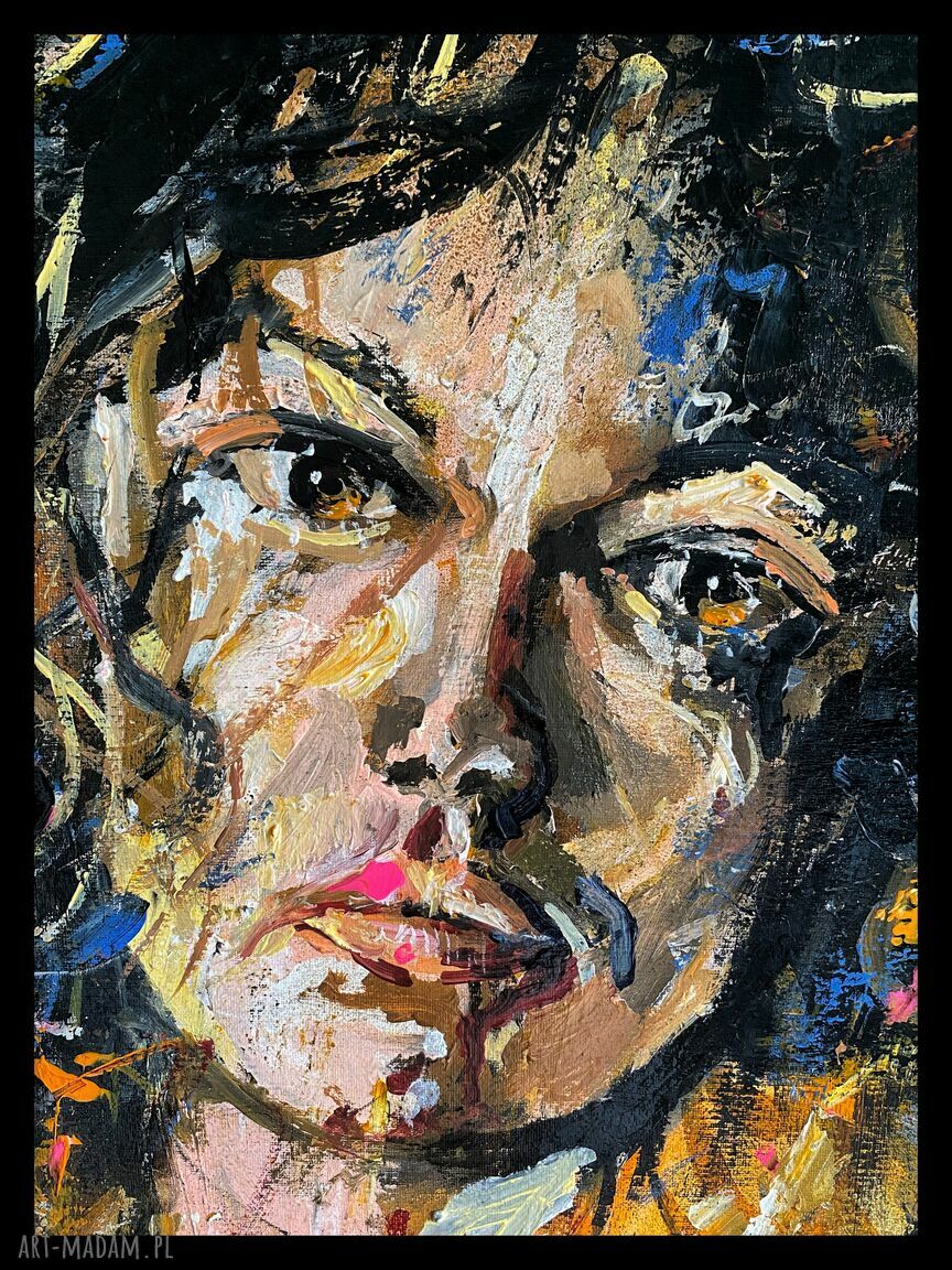 Nathalie 70x50 - obraz ręcznie malowany akryl na płótnie, portret kobiety