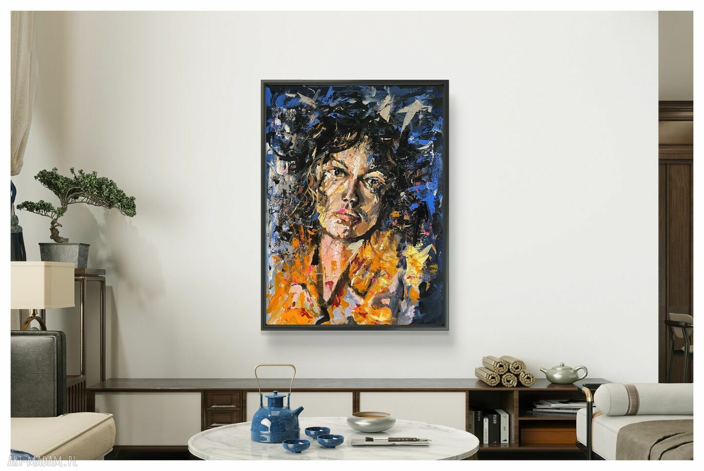 Nathalie 70x50 - obraz ręcznie malowany akryl na płótnie, portret kobiety