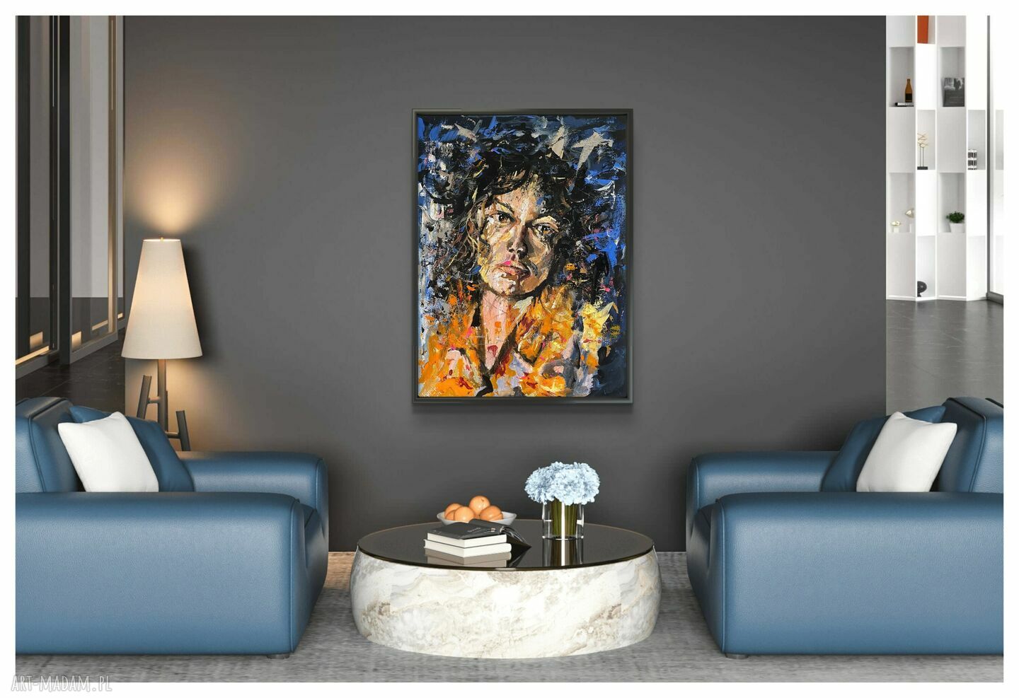 Nathalie 70x50 - obraz ręcznie malowany akryl na płótnie, portret kobiety