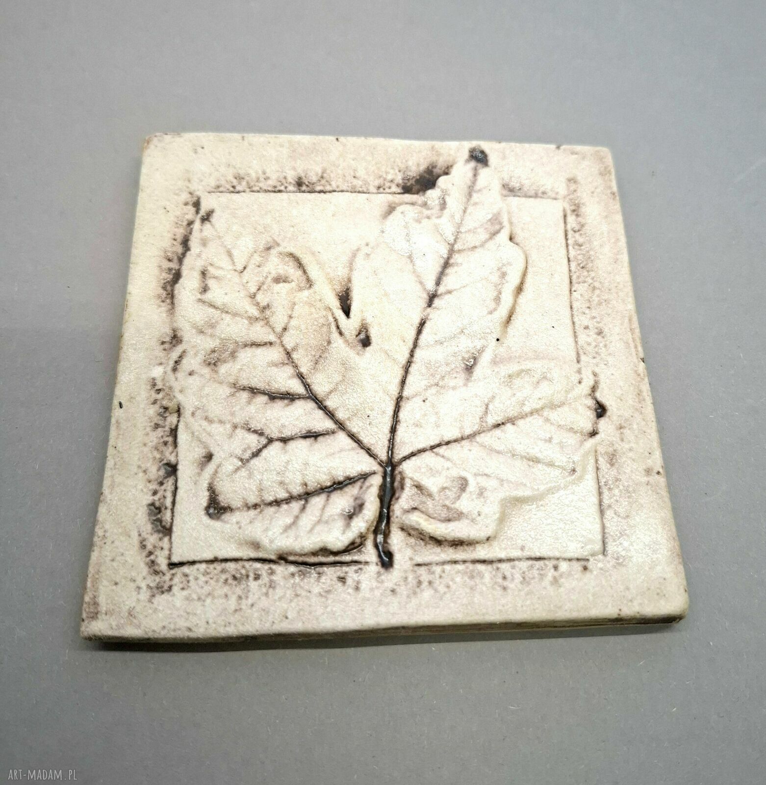 Natura - komplet 6 ceramicznych podkładek z motywem liści