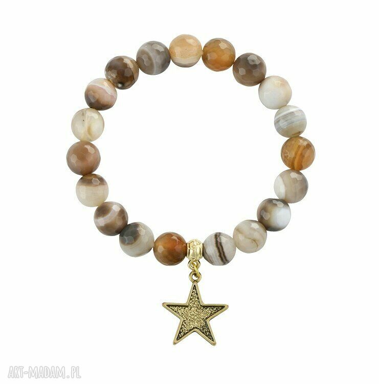 Natural agate agat gwiazdka bransoletka gumce silikonowej