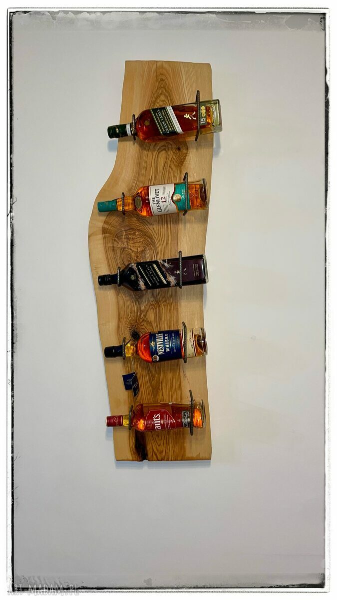 Jesionowy wieszak na wino i whisky z naturalnego drewna