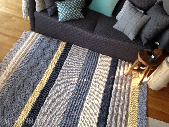 Dywan patchwork big 160x220 cm - sznurkowy vintage w szarościach i beżach