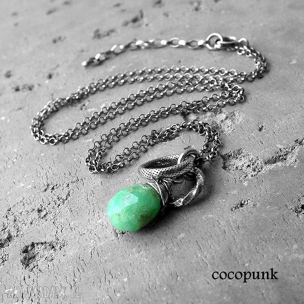 naszyjniki: Srebro i chryzopraz naszyjnik. ręcznie wykonane