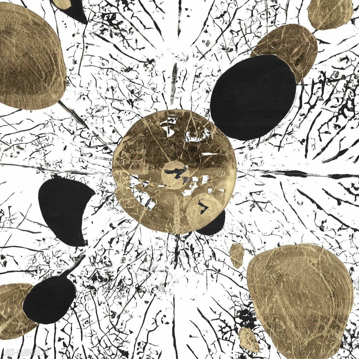 Abstrakcje Natury „Mandala” 70x100 cm - obraz malowany i złocony ręcznie (pojedynczy egzemplarz)