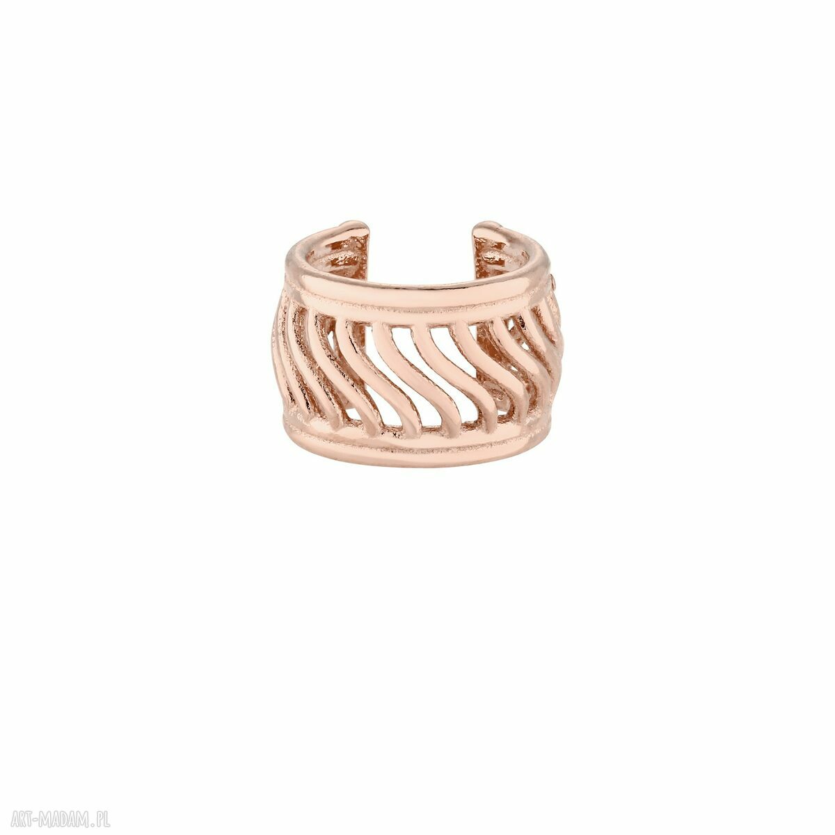 Ażurowa nausznica różowego złota naucho rosegold pozłacana paski