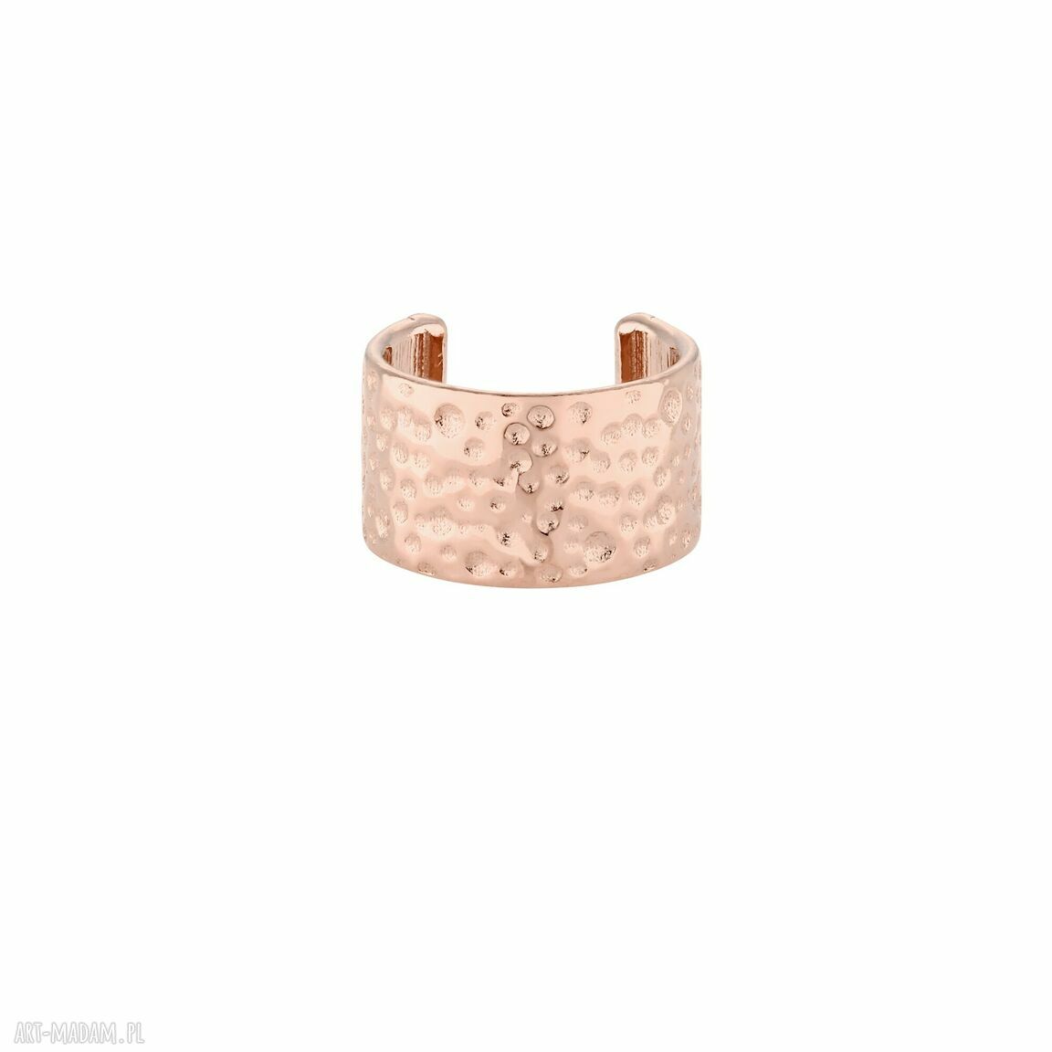 Młotkowana nausznica różowego złota nierówna ozdoba naucho