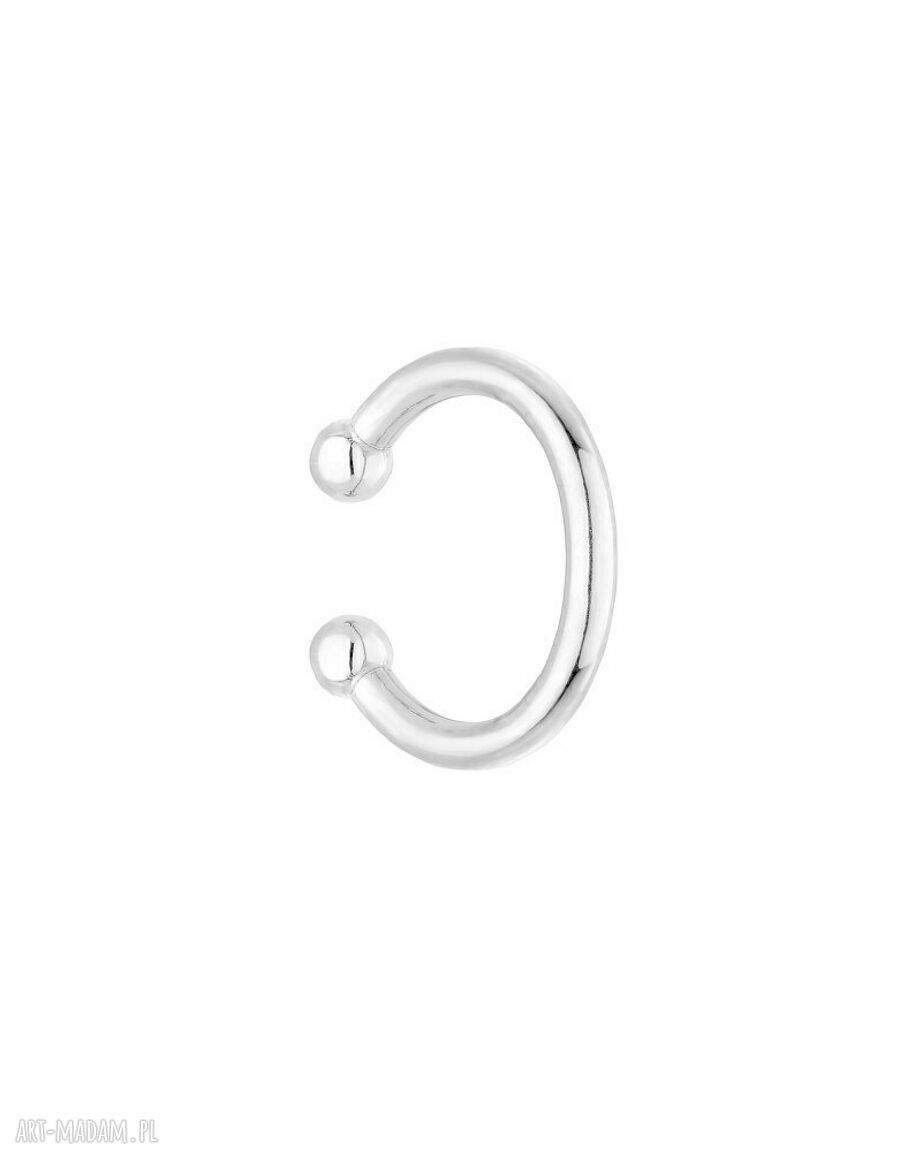 Srebrna prosta nausznica kuleczkami nausznika naucho całości