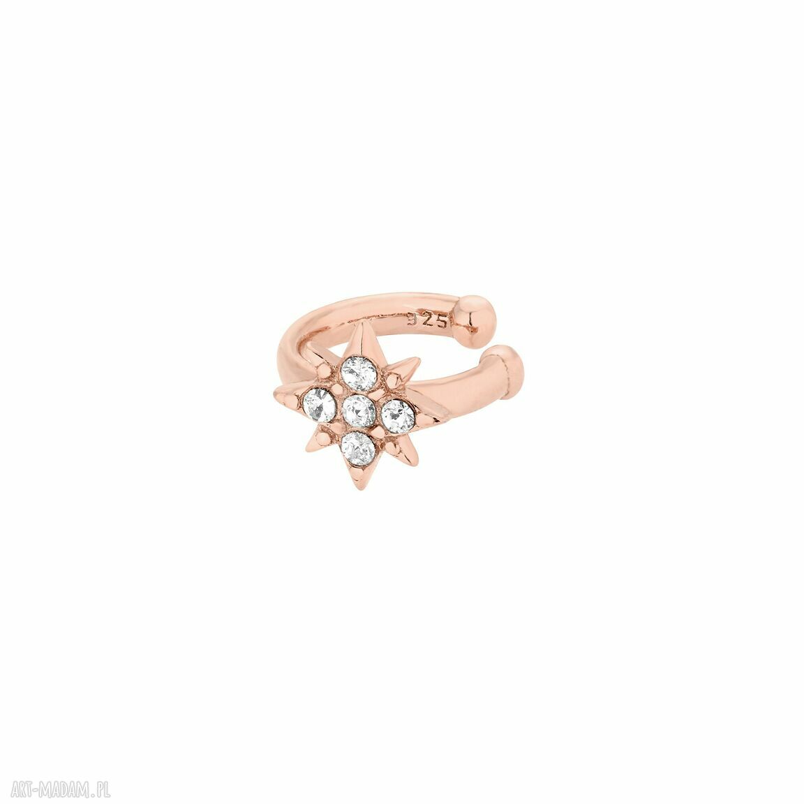 Nausznica zdobiona gwiazdką kryształami różowego złota ozdoba