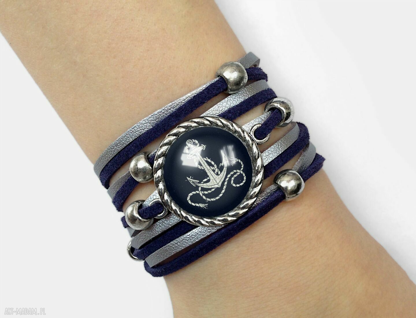 Bransoletka kotwica morska marynarski navy zawijana ęcznie