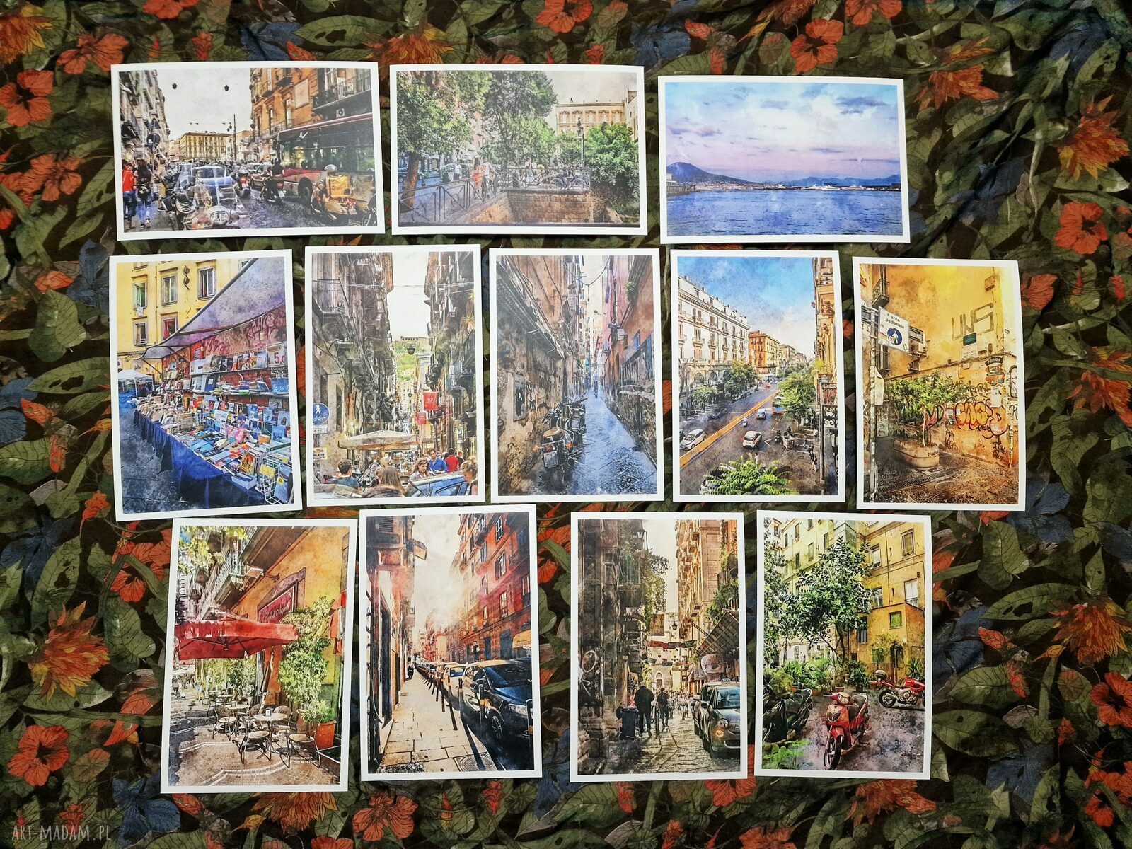 Neapol w akwareli - zestaw 12 grafik 15x23 cm