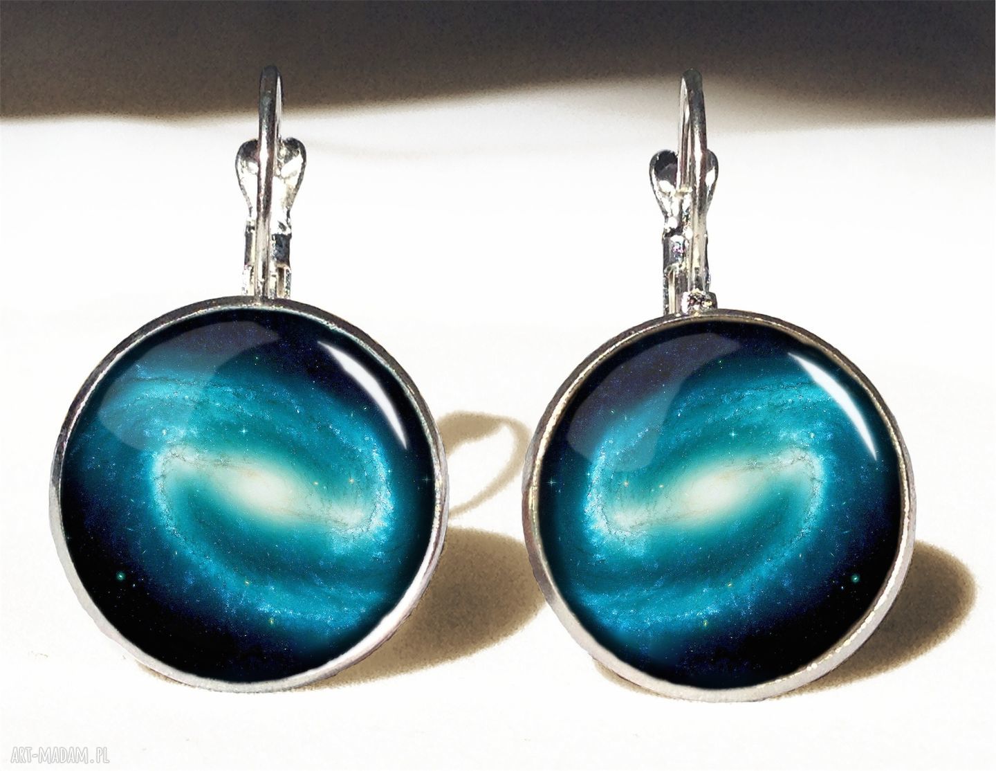 Nebula duże kolczyki wiszące kosmos galaxy ręcznie robione
