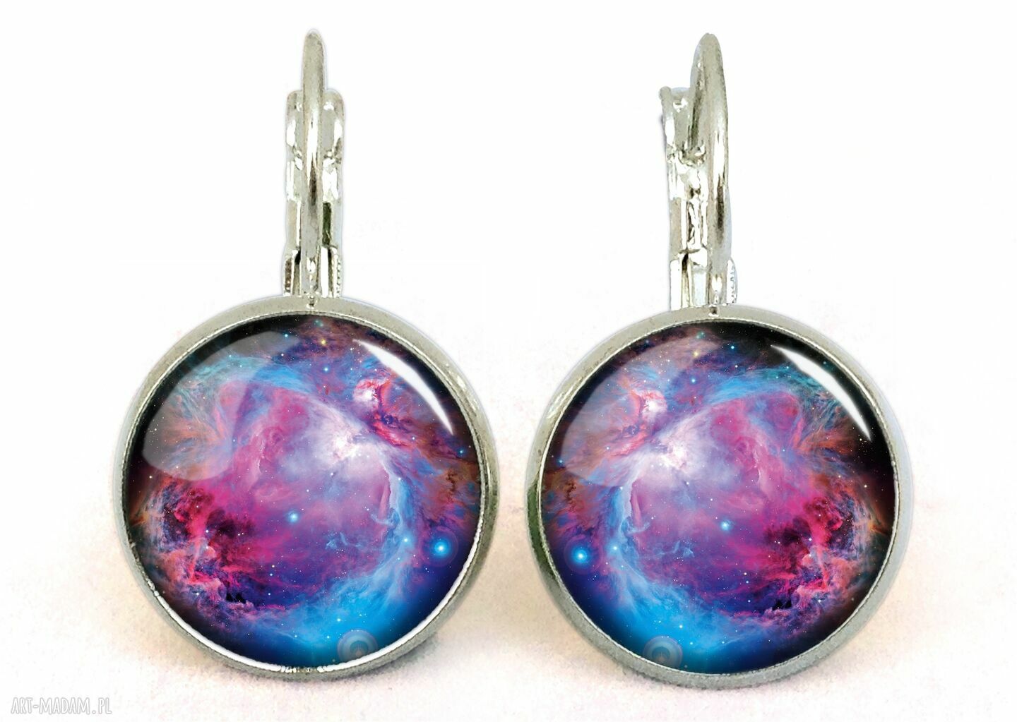 Nebula - małe kolczyki wiszące handmade z powiększeniem