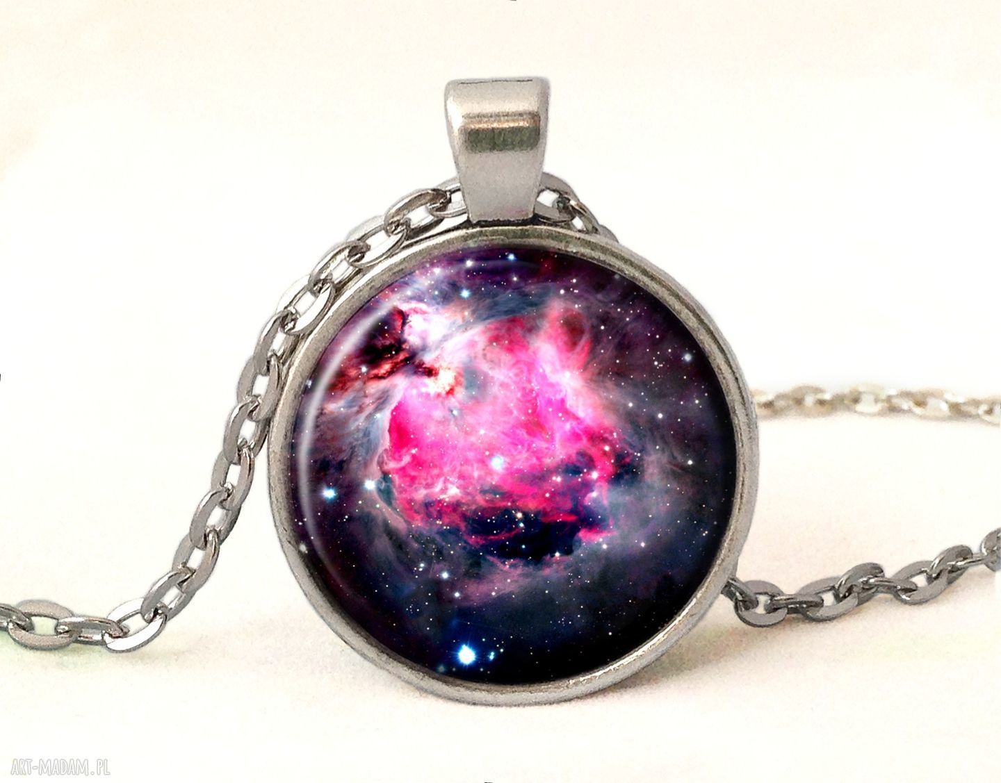 Nebula medalion łańcuszkiem kosmos galaxy gwiazdy prezent ręcznie
