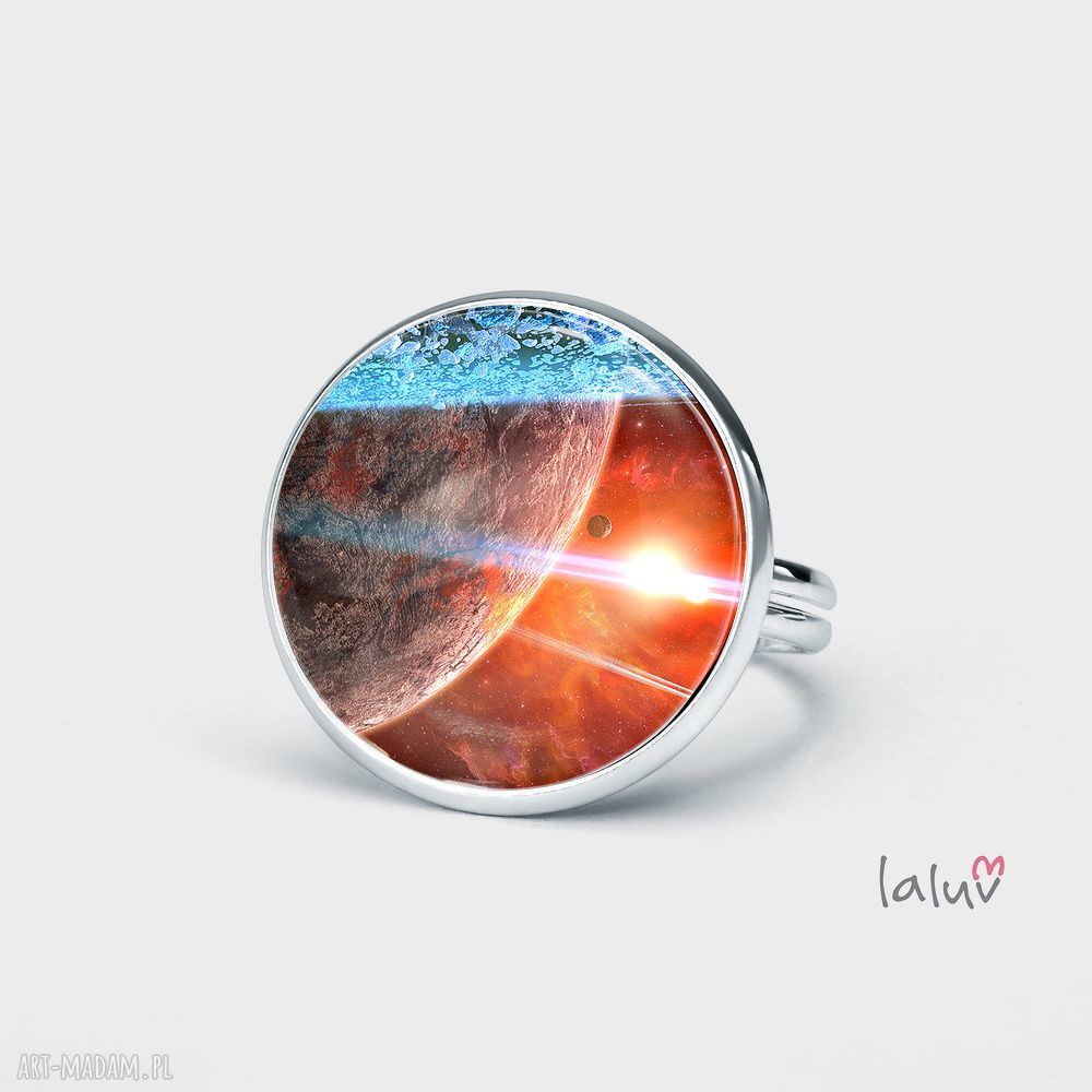 Pierścionek UNIVERSE - gwiazdy i nebula, regulowany obwód, srebrna baza