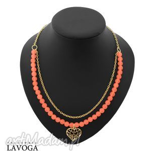 necklace - peach jade with heart