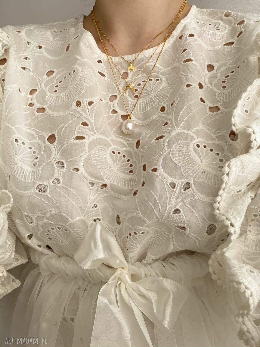 naszyjniki: Złoty naszyjnik z księżycem handmade