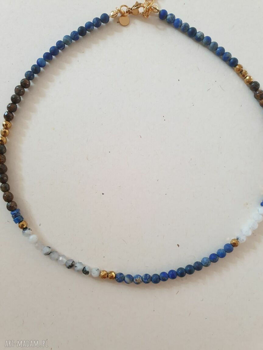 Naszyjnik NEO - bronzyt, lapis lazuli i kamień księżycowy