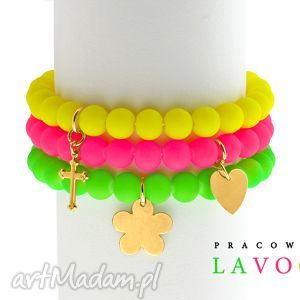 neon green yellow pink & golden pendant