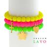 hand made bransoletki neon green, yellow, pink & golden pendant