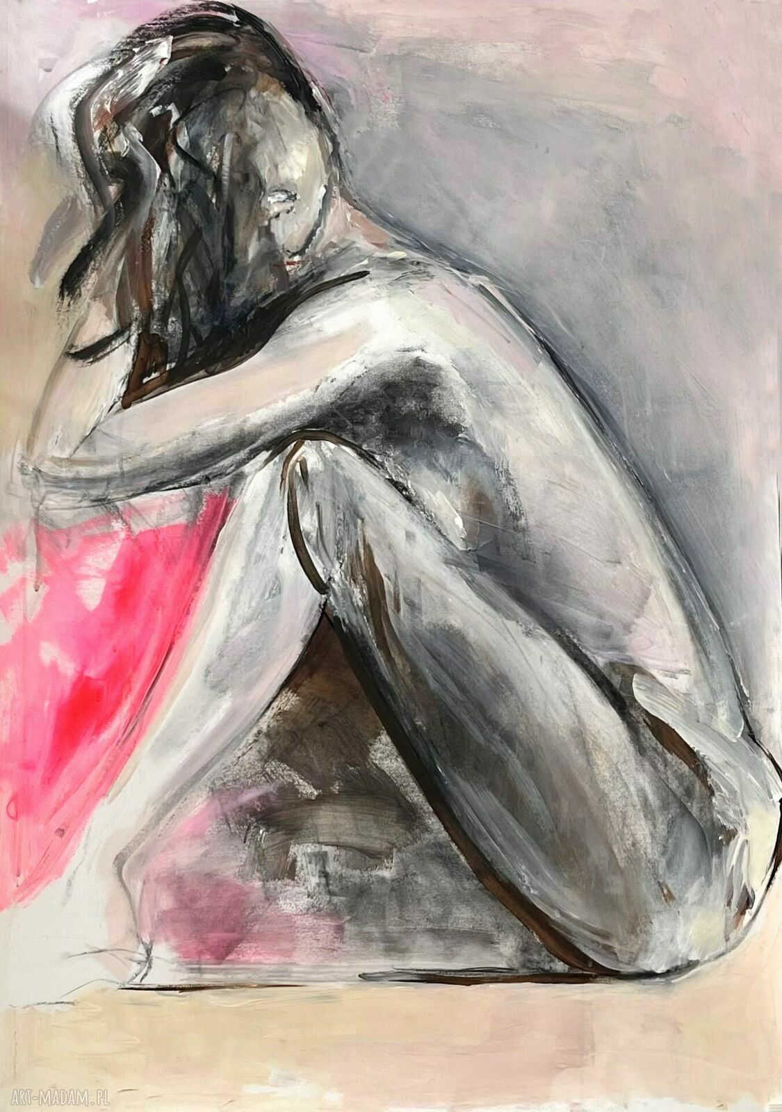 Neon Pink 100x70 - kobiecy obraz akrylowy na papierze
