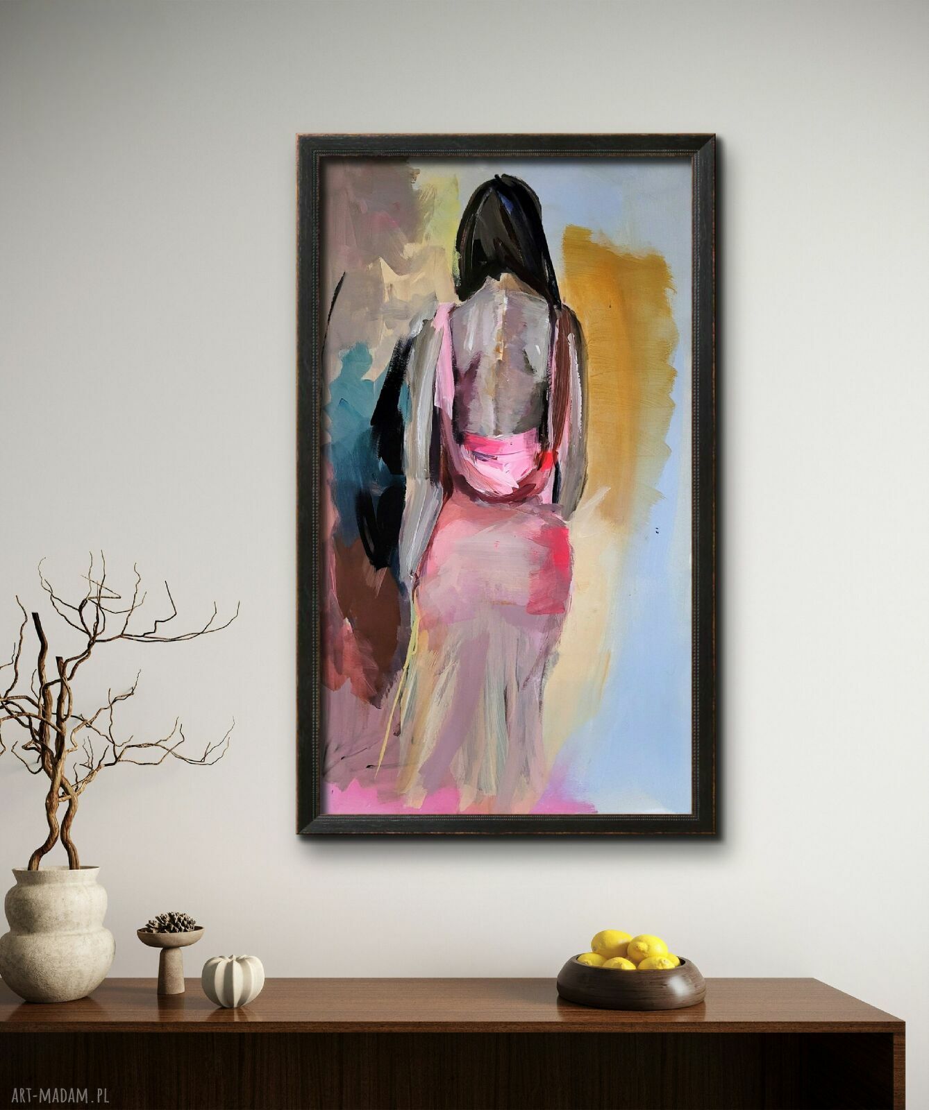 Neon Pink 55x80 - kobiecy obraz na papierze w neonowym różu