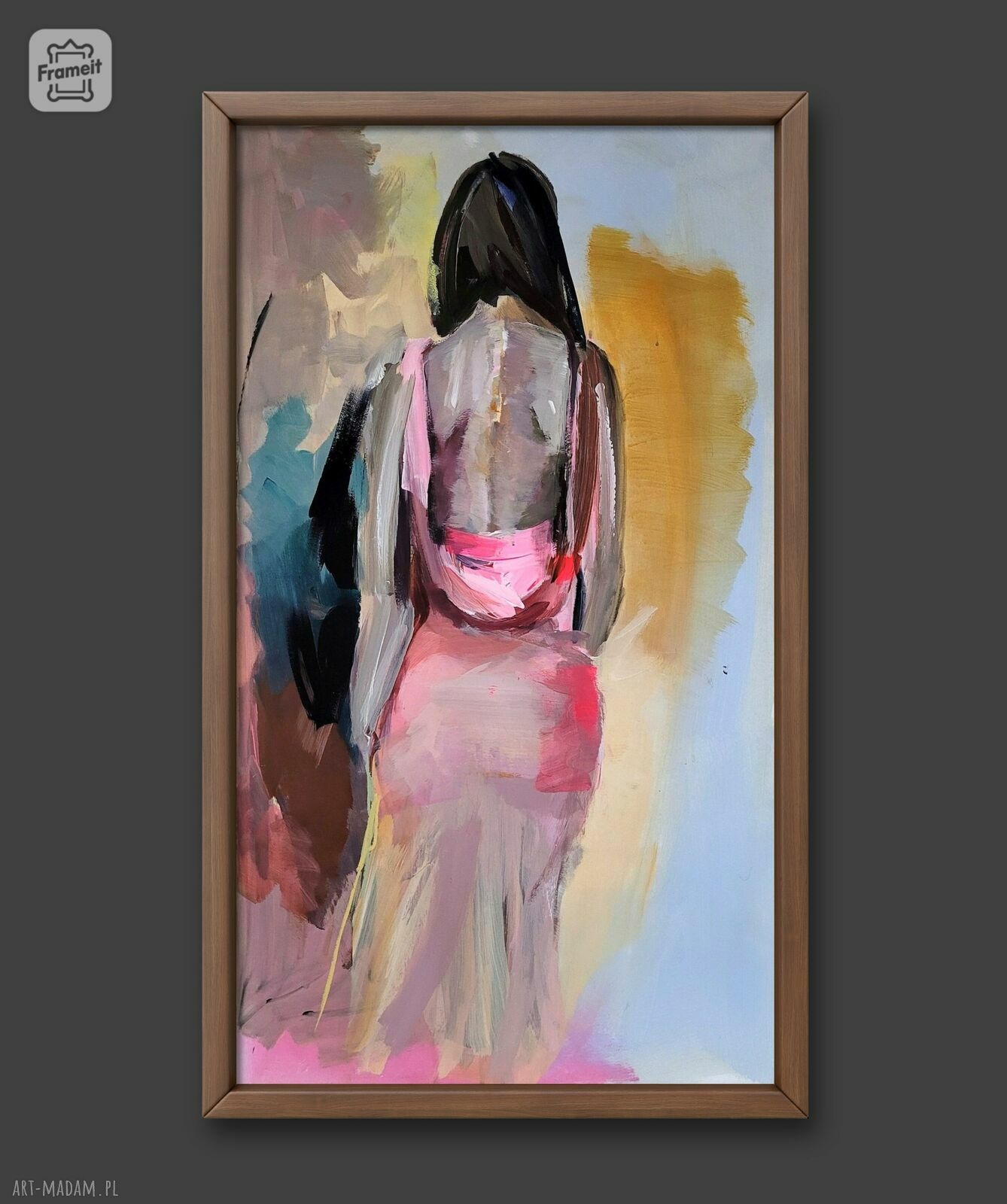 Neon Pink 55x80 - kobiecy obraz na papierze w neonowym różu