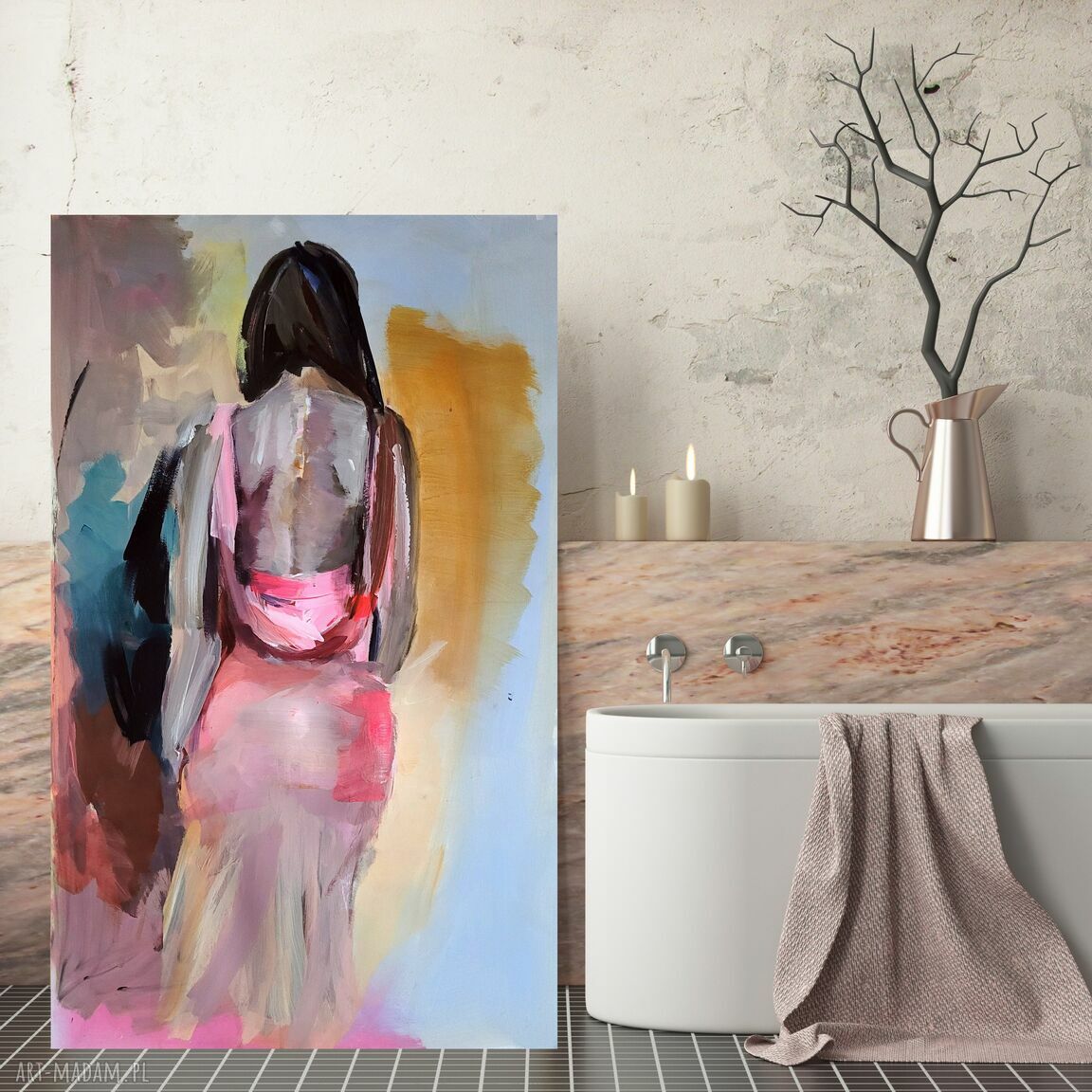 Neon Pink - obraz akryl na papierze 56x97 cm