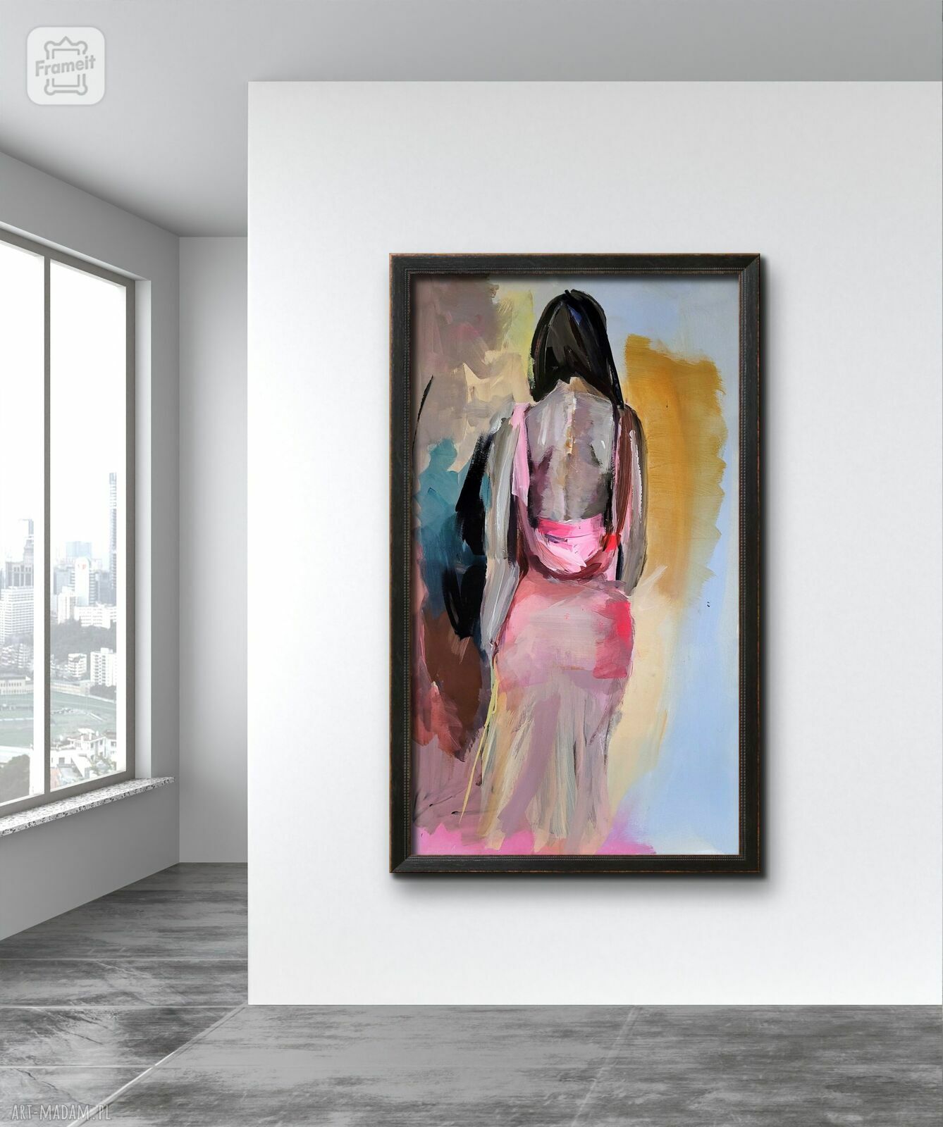 Neon Pink 55x80 - kobiecy obraz na papierze w neonowym różu