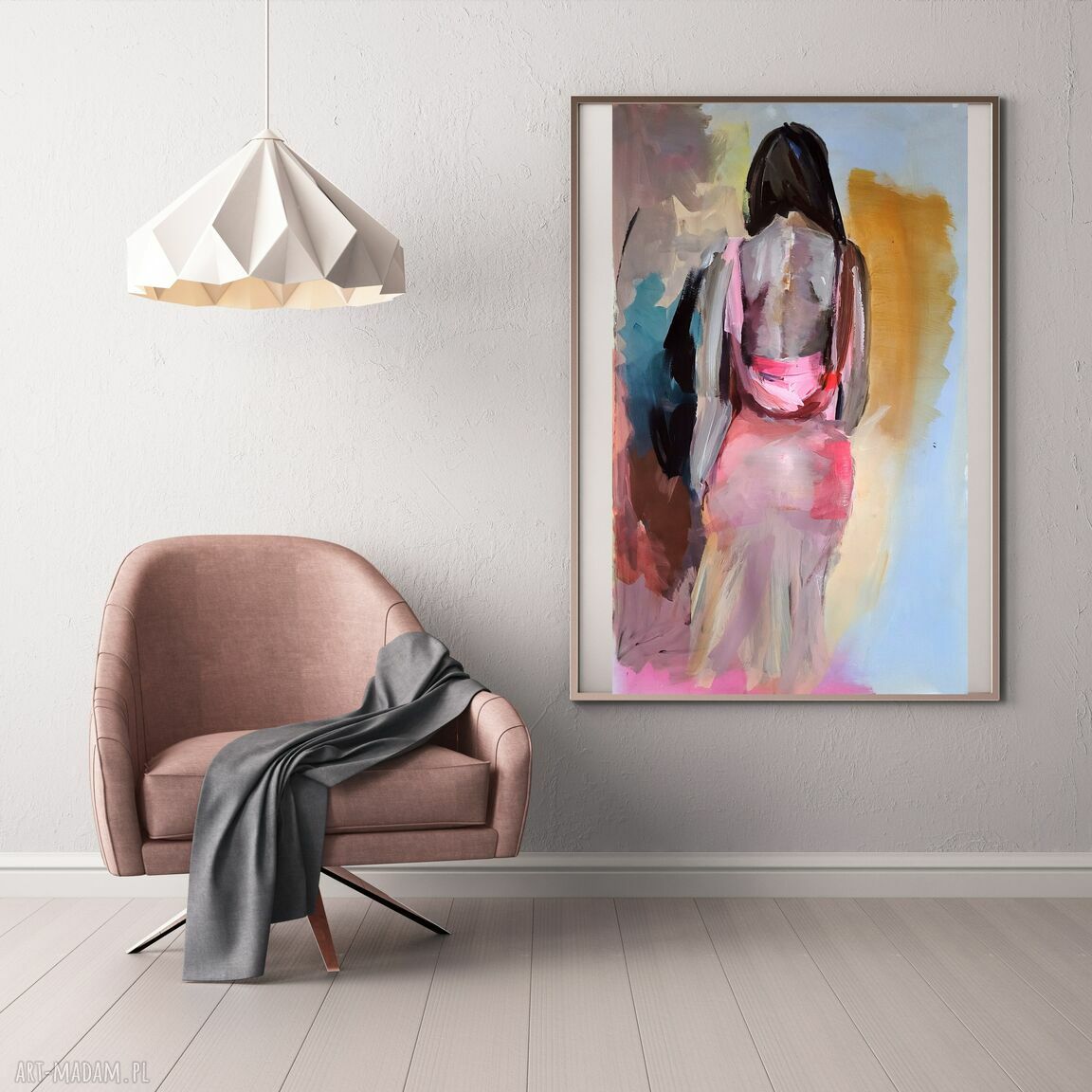 Neon Pink - obraz akryl na papierze 56x97 cm