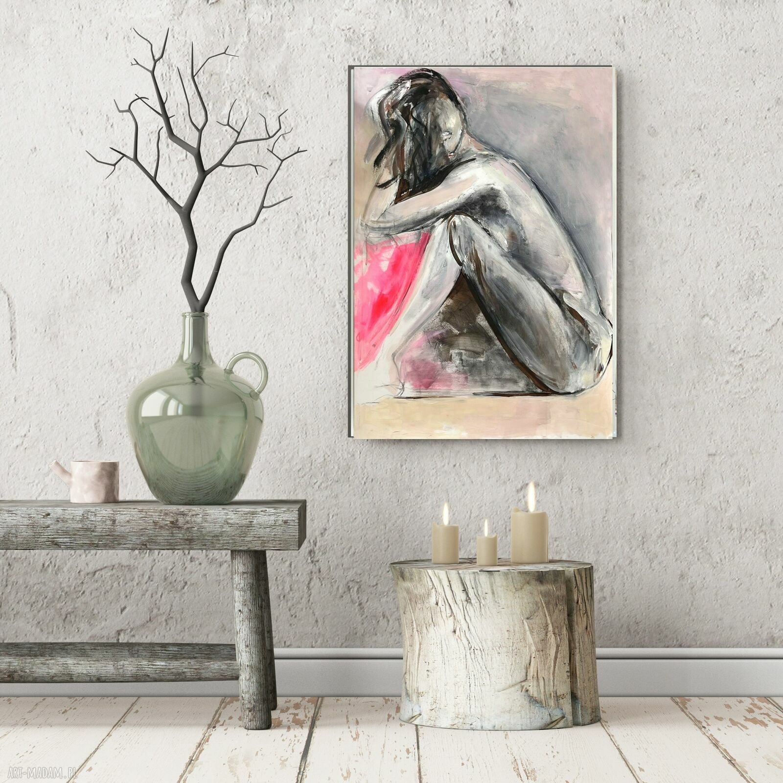 Neon Pink 100x70 - kobiecy obraz akrylowy na papierze